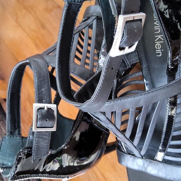 Calvin Klein black stap heels size 7 1/2 - Picture 6 of 12